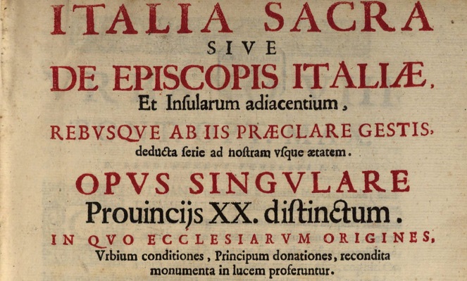 Ferdinando Ughelli, Titelblatt der Italia Sacra (Detail), Rom, 1644, ©Bayerischen Staatsbibliothek